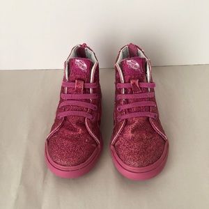 VANS Sk-8 Hi Glitter Hot Pink Sparkle Sneaker Toddler Sz 8.5c